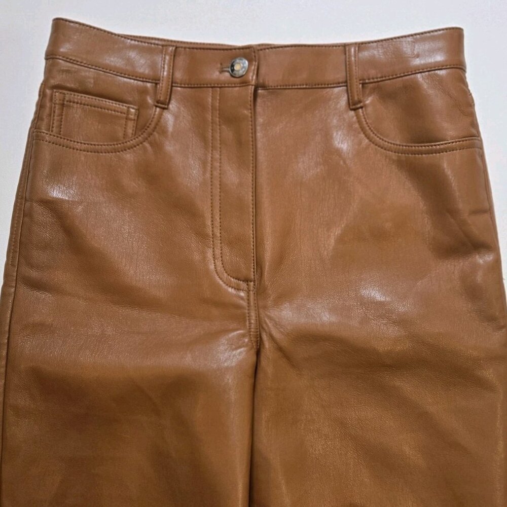 Wilfred Melina Faux Leather Pants Brown 6 5 Pocket Style FVL 04-06-6940-R-FA22 E - Picture 3 of 8